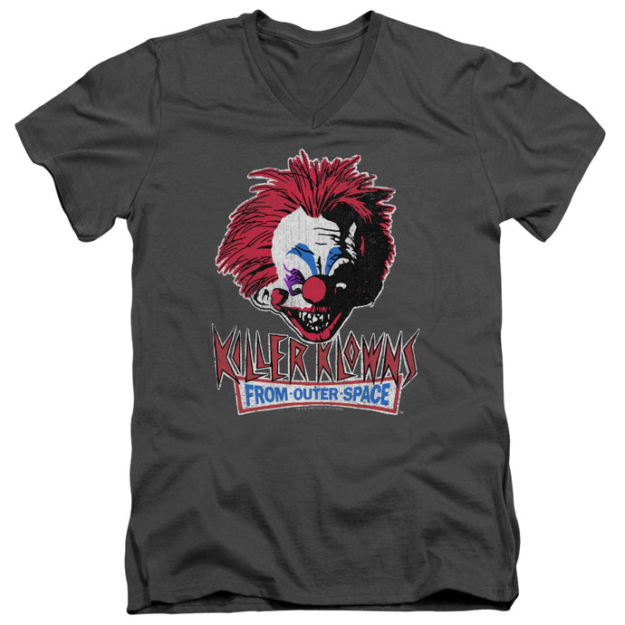 Killer Klowns From Outer Space Rough Clown Mens Slim Fit V-Neck T Shirt Charcoal