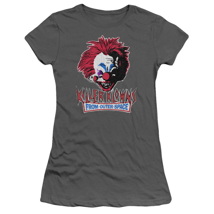 Killer Klowns From Outer Space Rough Clown Junior Sheer Cap Sleeve Womens T Shirt Charcoal