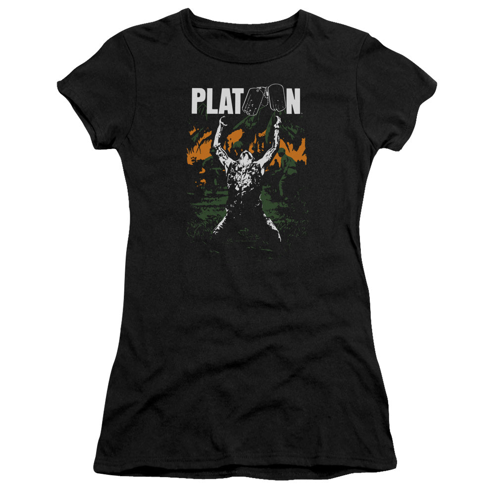 Platoon Graphic Junior Sheer Cap Sleeve Womens T Shirt Black