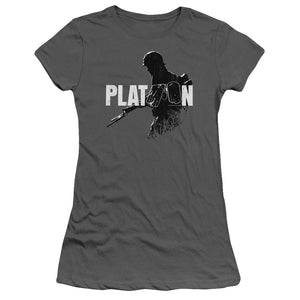 Platoon Shadow Of War Junior Sheer Cap Sleeve Womens T Shirt Charcoal