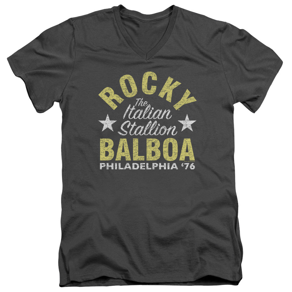 Rocky Rocky Philly Mens Slim Fit V-Neck T Shirt Charcoal