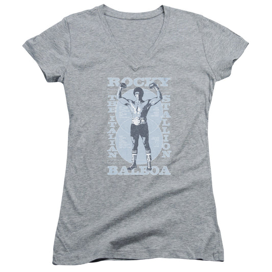 Rocky Gun Show Junior Sheer Cap Sleeve V-Neck Womens T Shirt Athletic Heather