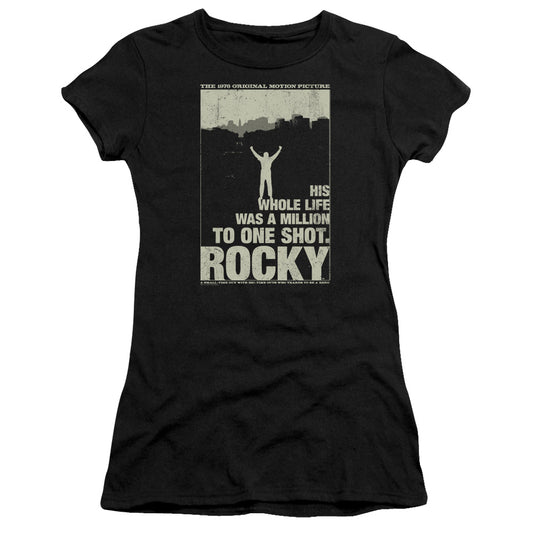 Rocky Silhouette Junior Sheer Cap Sleeve Womens T Shirt Black