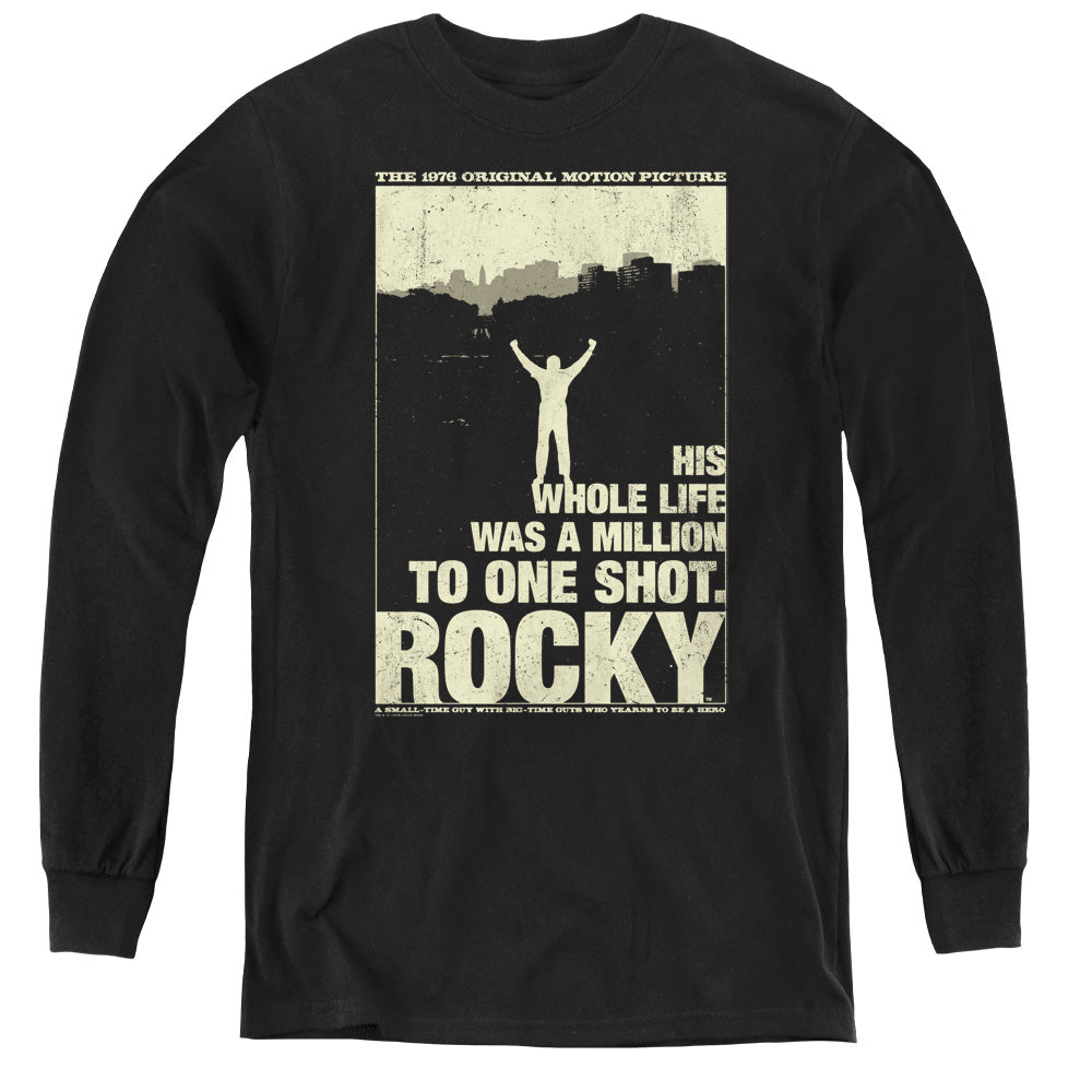 Rocky Silhouette Long Sleeve Kids Youth T Shirt Black