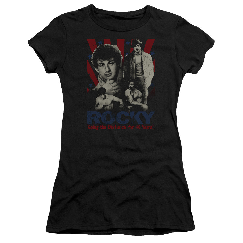 Rocky Going The Distance Junior Sheer Cap Sleeve Womens T Shirt Black