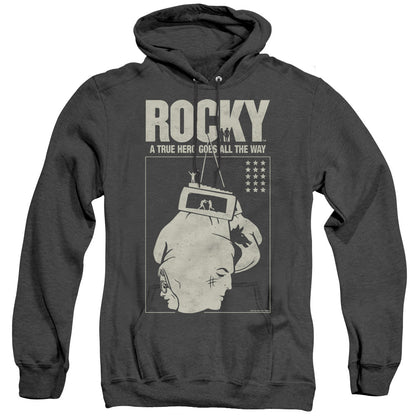 Rocky The Hero Mens Heather Hoodie Black Officially Licensed