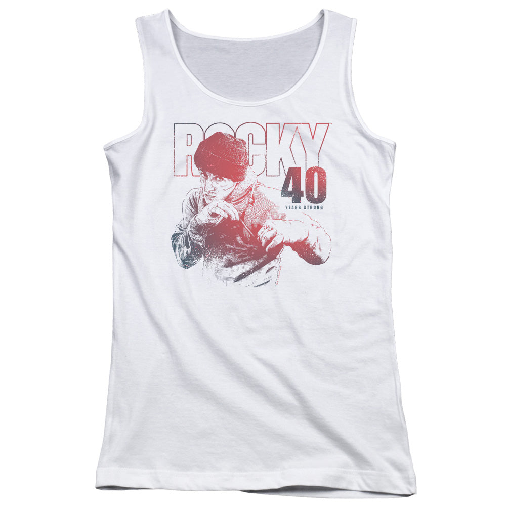 Rocky 40 Years Strong Womens Tank Top Shirt White