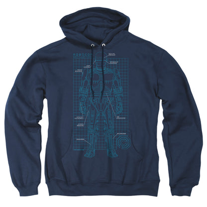 Robocop Schematic Mens Hoodie Navy Officially Licensed