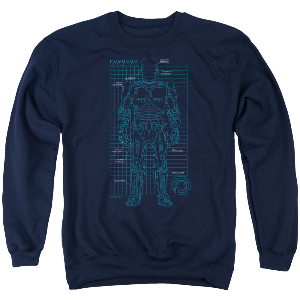 Robocop Schematic Mens Crewneck Sweatshirt Navy Blue