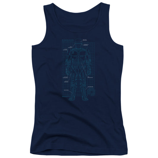 Robocop Schematic Womens Tank Top Shirt Navy Blue