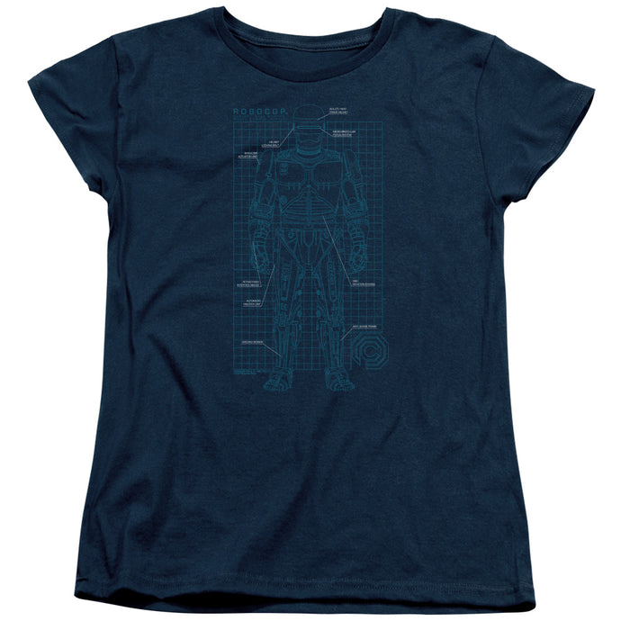 Robocop Schematic Womens T Shirt Navy Blue