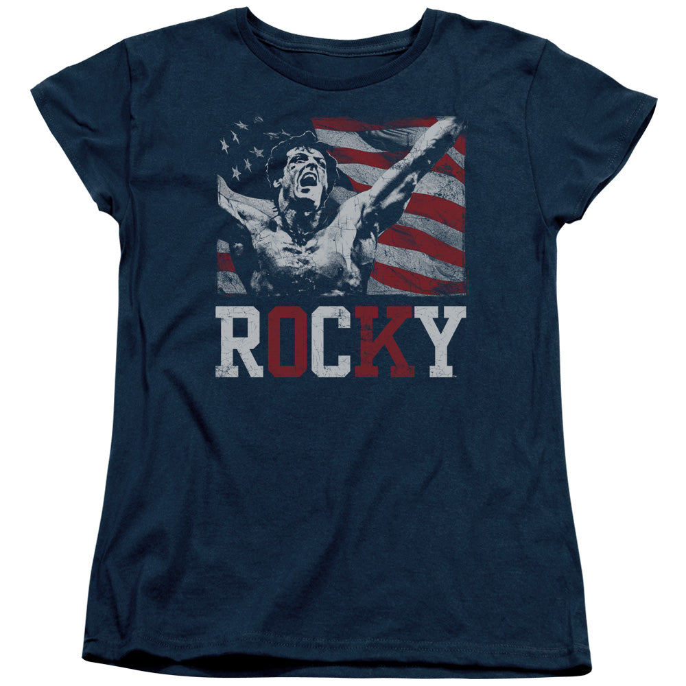 Rocky Flag Champion Womens T Shirt Navy Blue