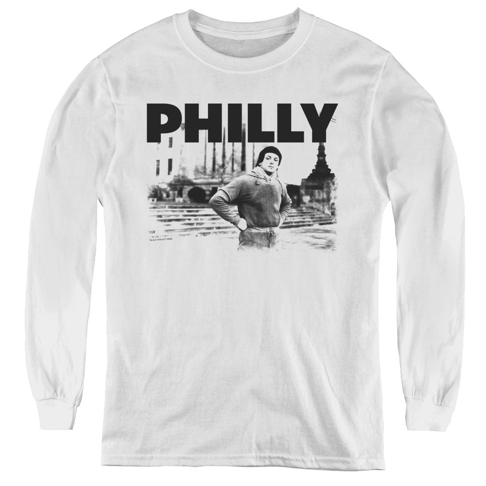 Rocky Philly Long Sleeve Kids Youth T Shirt White