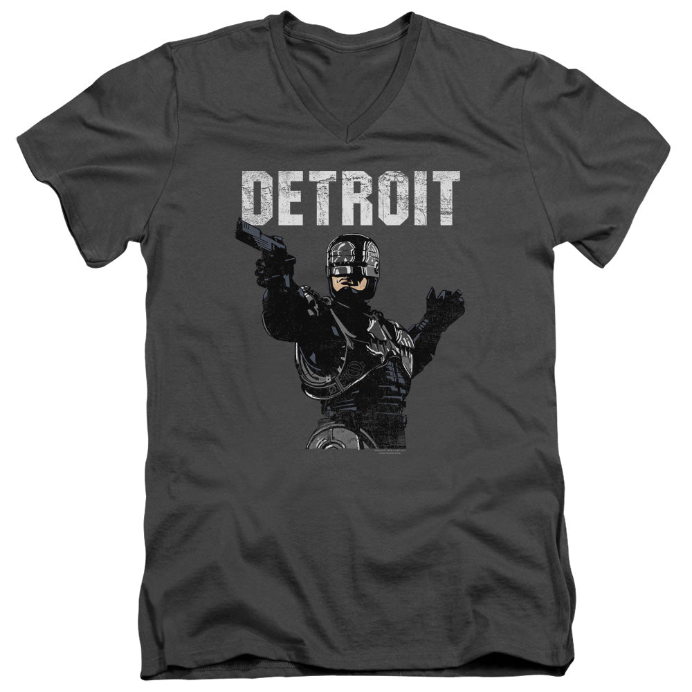 Robocop Detroit Mens Slim Fit V Neck T Shirt Charcoal