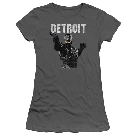 Robocop Detroit Junior Sheer Cap Sleeve Womens T Shirt Charcoal