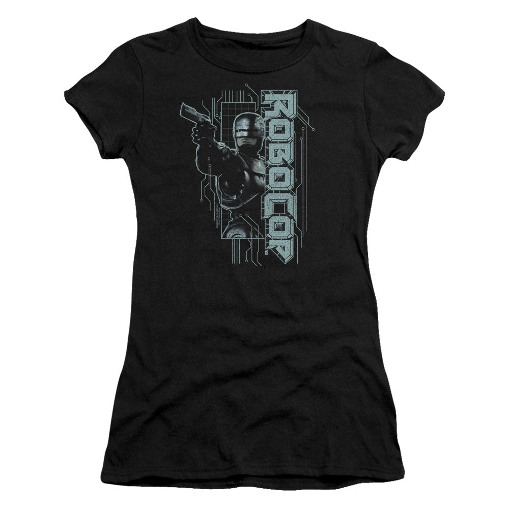 Robocop Murphy Split Junior Sheer Cap Sleeve Womens T Shirt Black