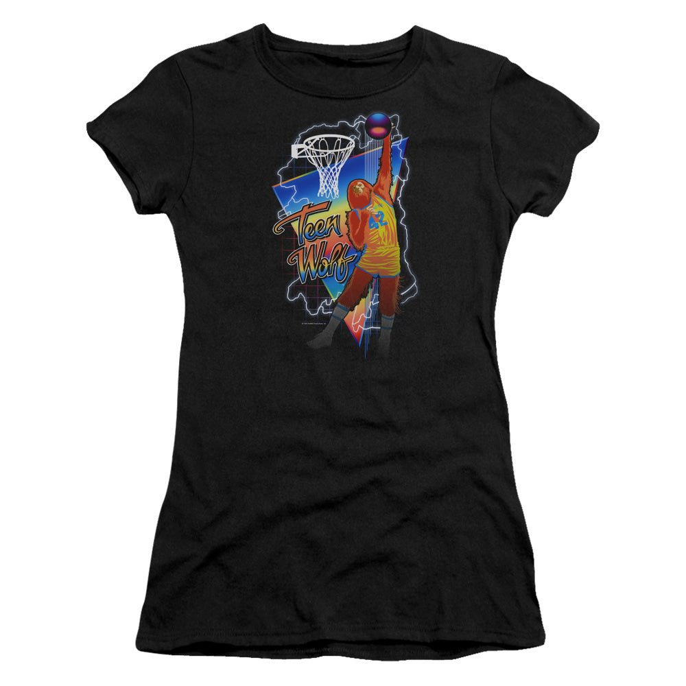 Teen Wolf Electric Wolf Junior Sheer Cap Sleeve Womens T Shirt Black