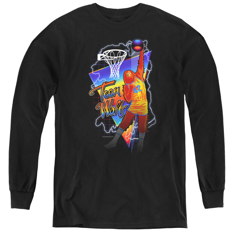 Teen Wolf Electric Wolf Long Sleeve Kids Youth T Shirt Black