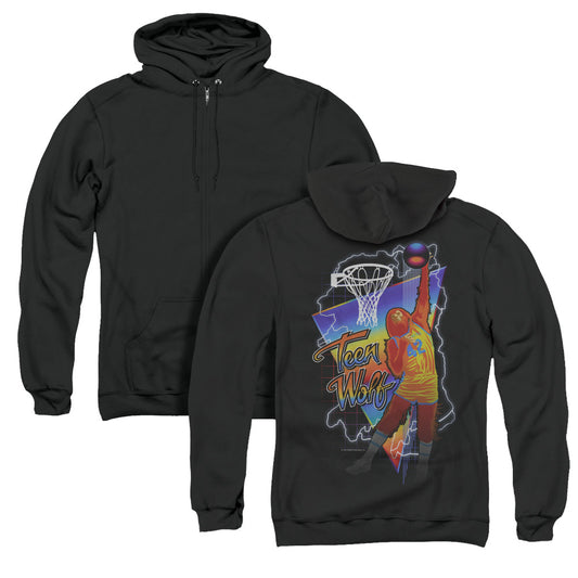 Teen Wolf Electric Wolf Back Print Zipper Mens Hoodie Black