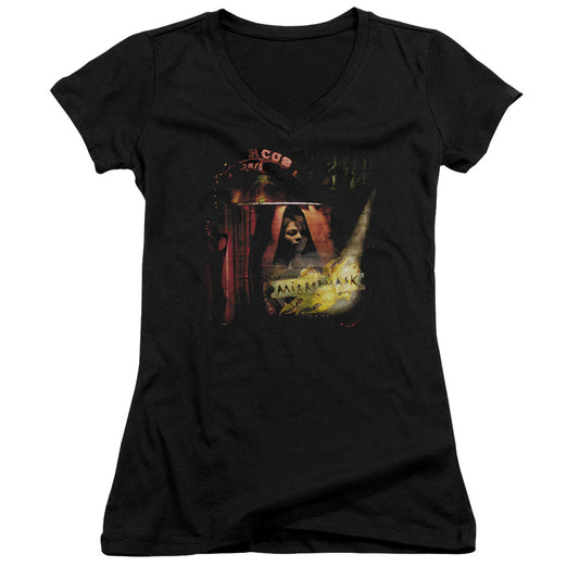 Mirrormask Big Top Poster Junior Sheer Cap Sleeve V-Neck Womens T Shirt Black