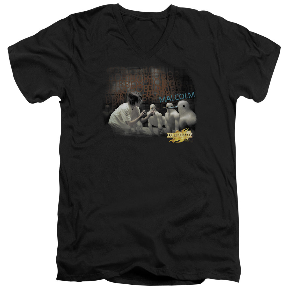 Mirrormask Bob Malcolm Mens Slim Fit V-Neck T Shirt Black