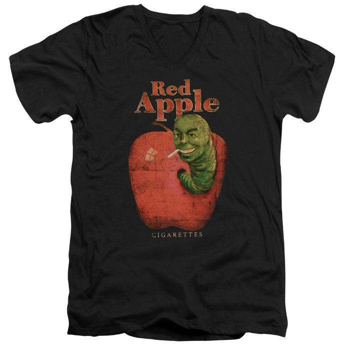Pulp Fiction Red Apple Mens Slim Fit V Neck T Shirt Black