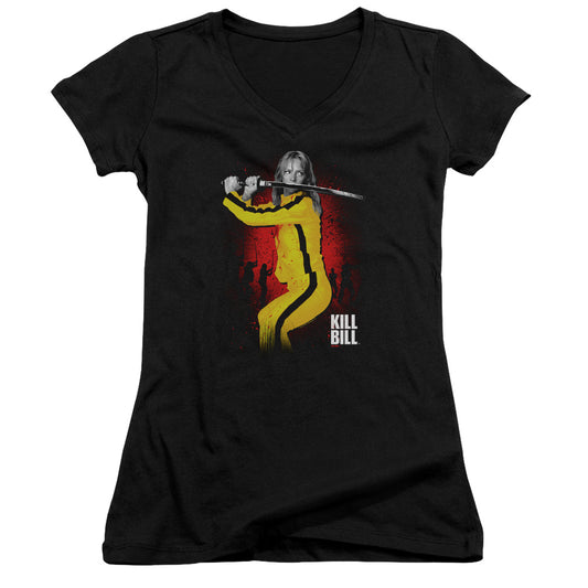 Kill Bill Surrounded Junior Sheer Cap Sleeve V-Neck Womens T Shirt Black