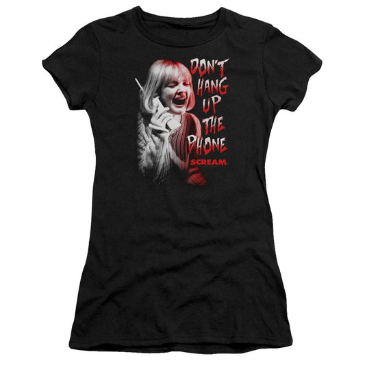 Scream Dont Hang Up Junior Sheer Cap Sleeve Womens T Shirt Black