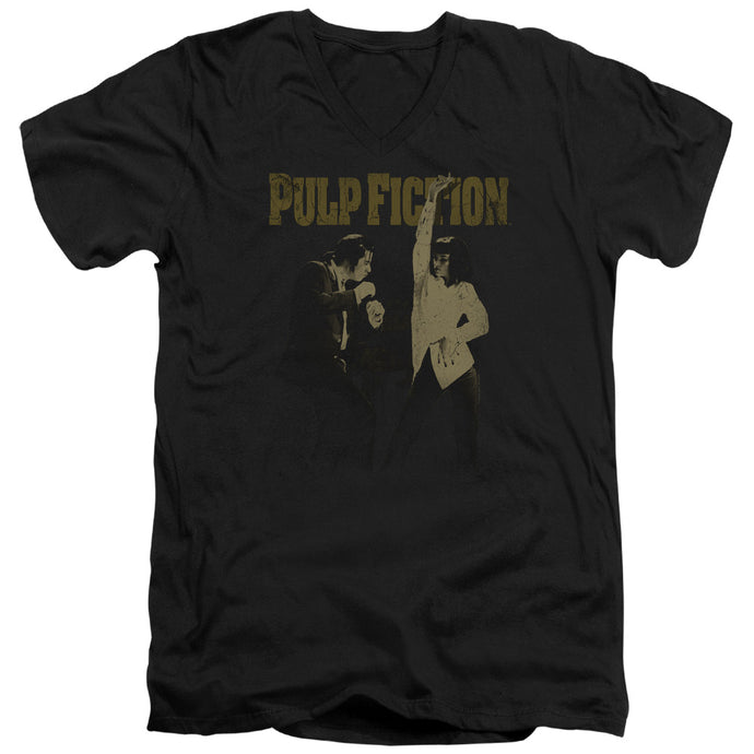 Pulp Fiction I Wanna Dance Mens Slim Fit V Neck T Shirt Black