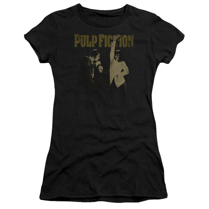 Pulp Fiction I Wanna Dance Junior Sheer Cap Sleeve Womens T Shirt Black