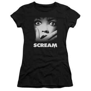 Scream Poster Junior Sheer Cap Sleeve Womens T Shirt Black