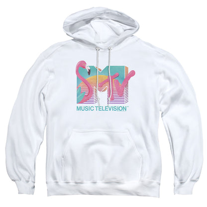 Mtv Flamingo Logo Mens Hoodie White