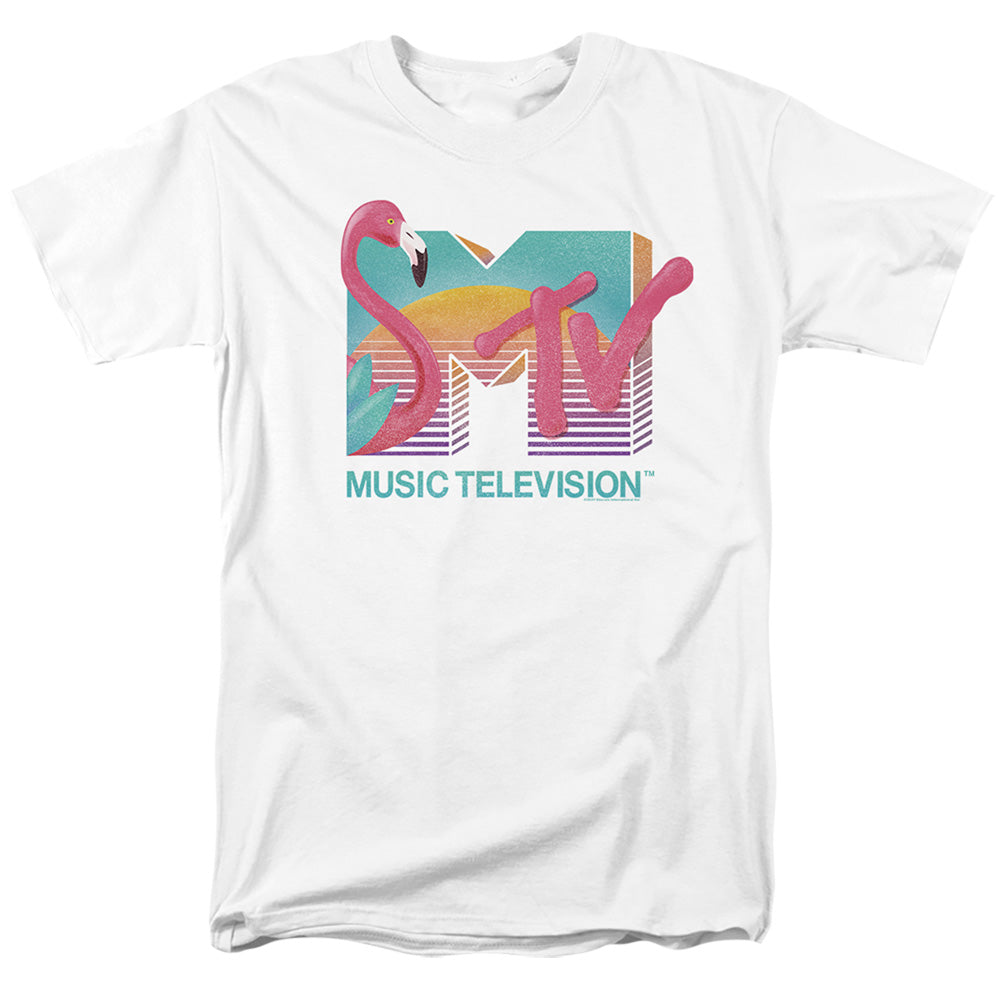 Mtv Flamingo Logo Mens T Shirt White