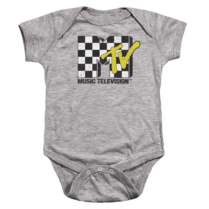 Mtv Checkered Logo Infant Baby Snapsuit Athletic Heather