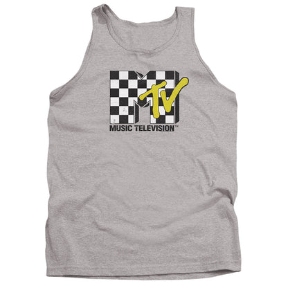 Mtv Checker Board Logo Mens Tank Top Shirt Athletic Heather