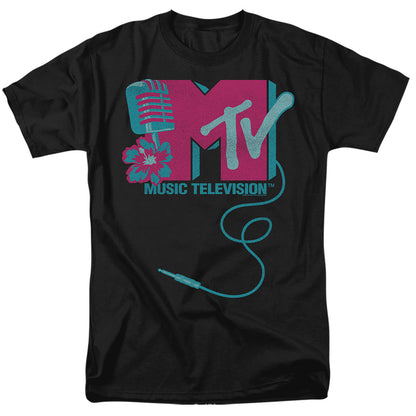 Mtv Microphone Logo Mens T Shirt Black