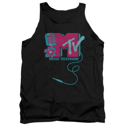 Mtv Microphone Logo Mens Tank Top Shirt Black