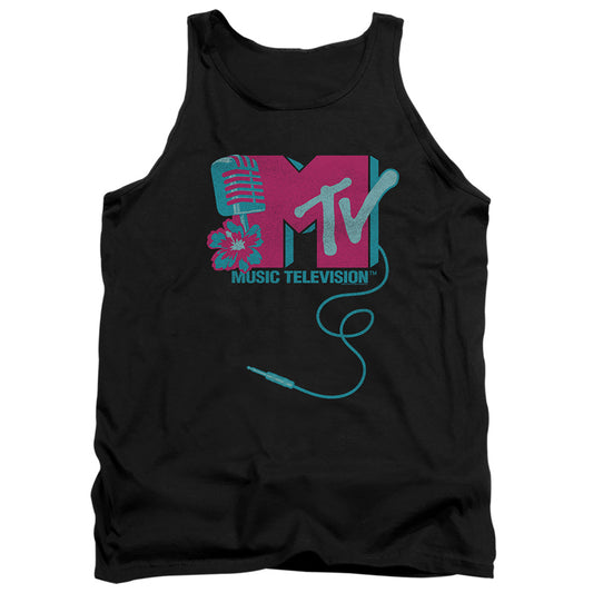 Mtv Microphone Logo Mens Tank Top Shirt Black