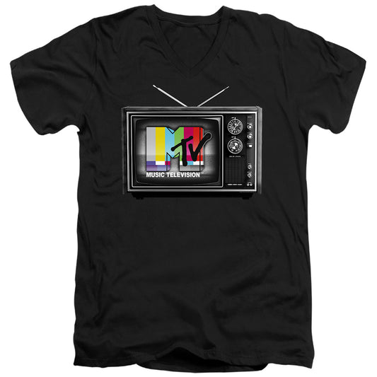 Mtv Mtv Tv Mens Slim Fit V-Neck T Shirt Black Officially Licensed