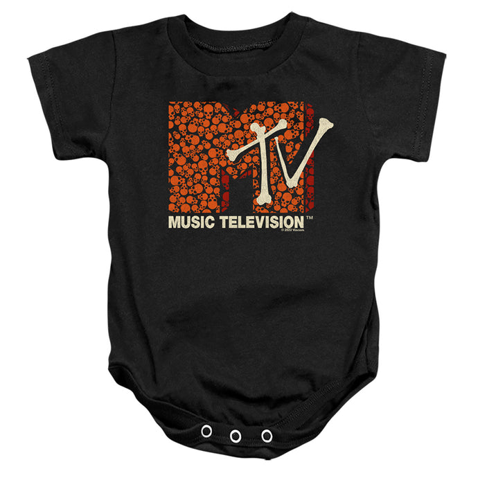 Mtv Skull Filled Logo Infant Baby Snapsuit Black