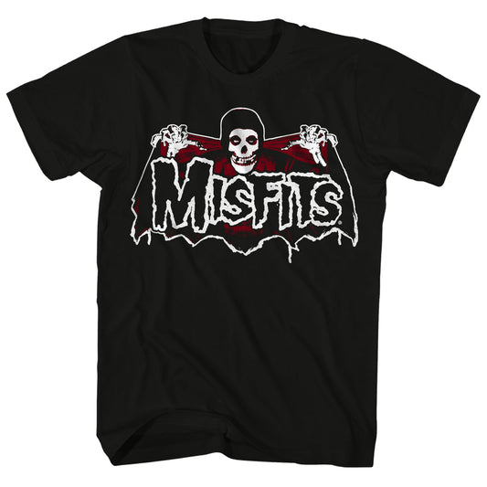 Misfits Batfiend Skull And Wings Red Logo Mens T Shirt Black