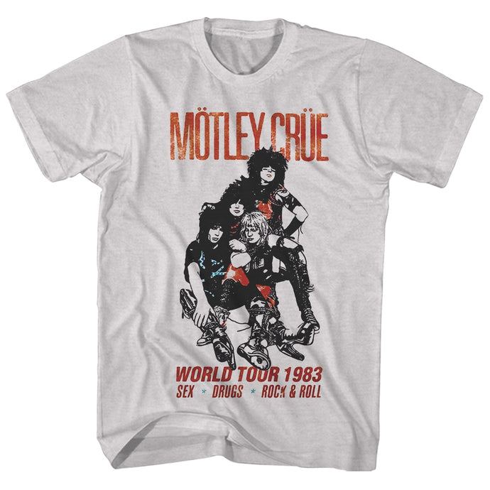 Motley Crue World Tour 83 Mens T Shirt Silver
