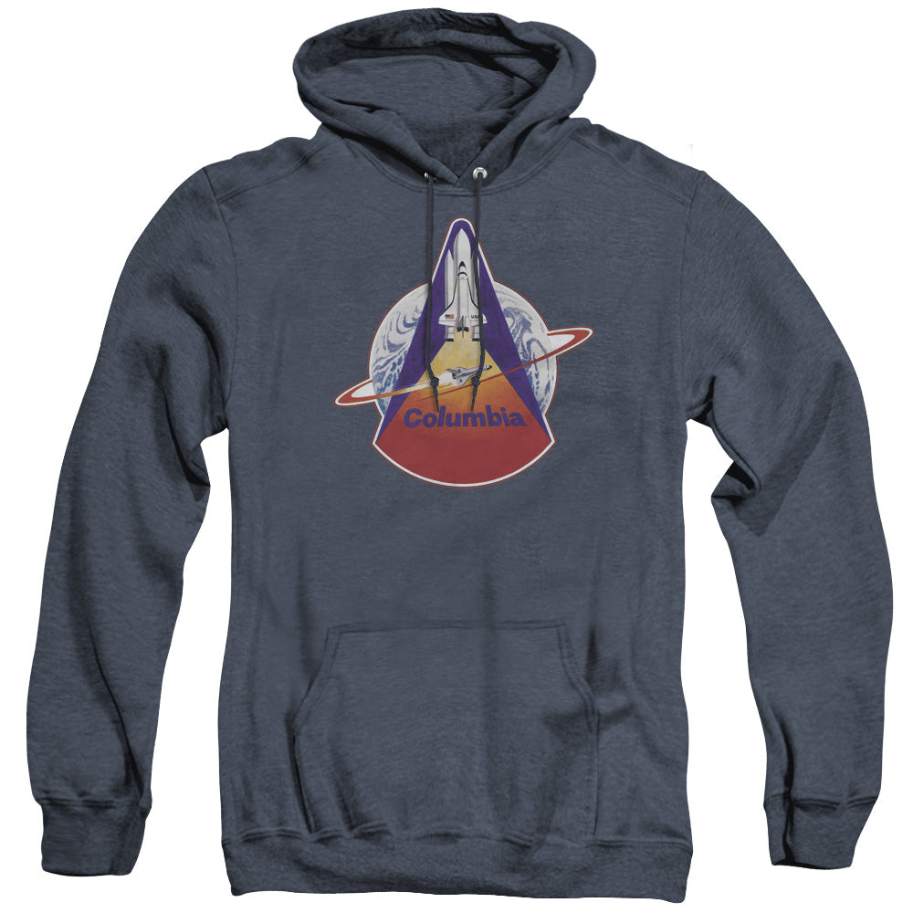 Nasa Sts 1 Mission Patch Mens Heather Hoodie Navy Officially Licensed
