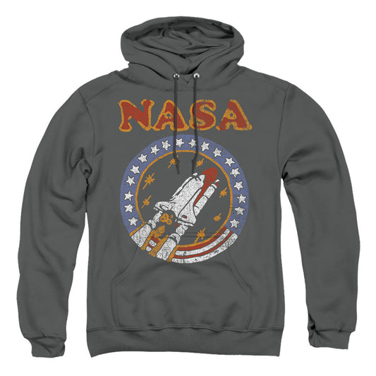 Nasa Retro Shuttle Mens Hoodie Charcoal Officially Licensed