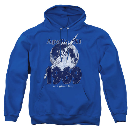 Nasa One Giant Leap Mens Hoodie Royal Blue Officially Licensed