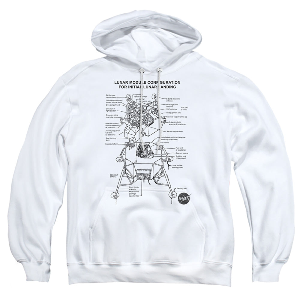 Nasa Lunar Module Diagram Mens Hoodie White Officially Licensed