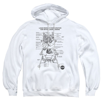Nasa Lunar Module Diagram Mens Hoodie White Officially Licensed