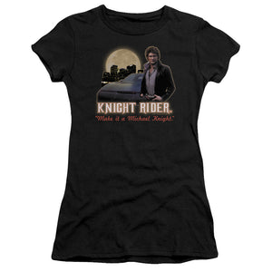 Knight Rider Full Moon Junior Sheer Cap Sleeve Womens T Shirt Black