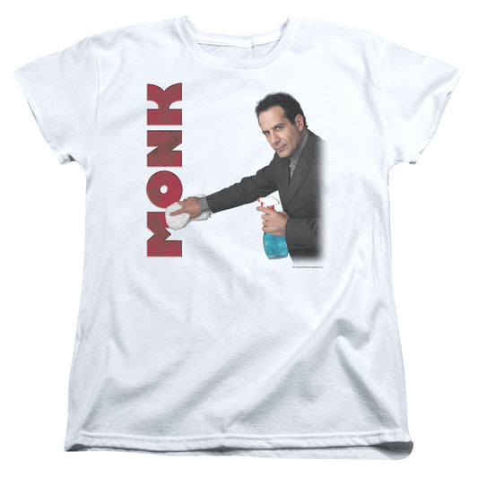 Monk Clean Up Womens T Shirt White