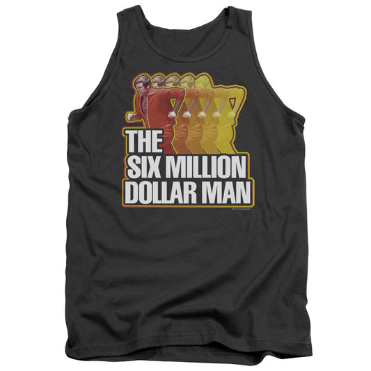 Six Million Dollar Man Run Fast Mens Tank Top Shirt Charcoal